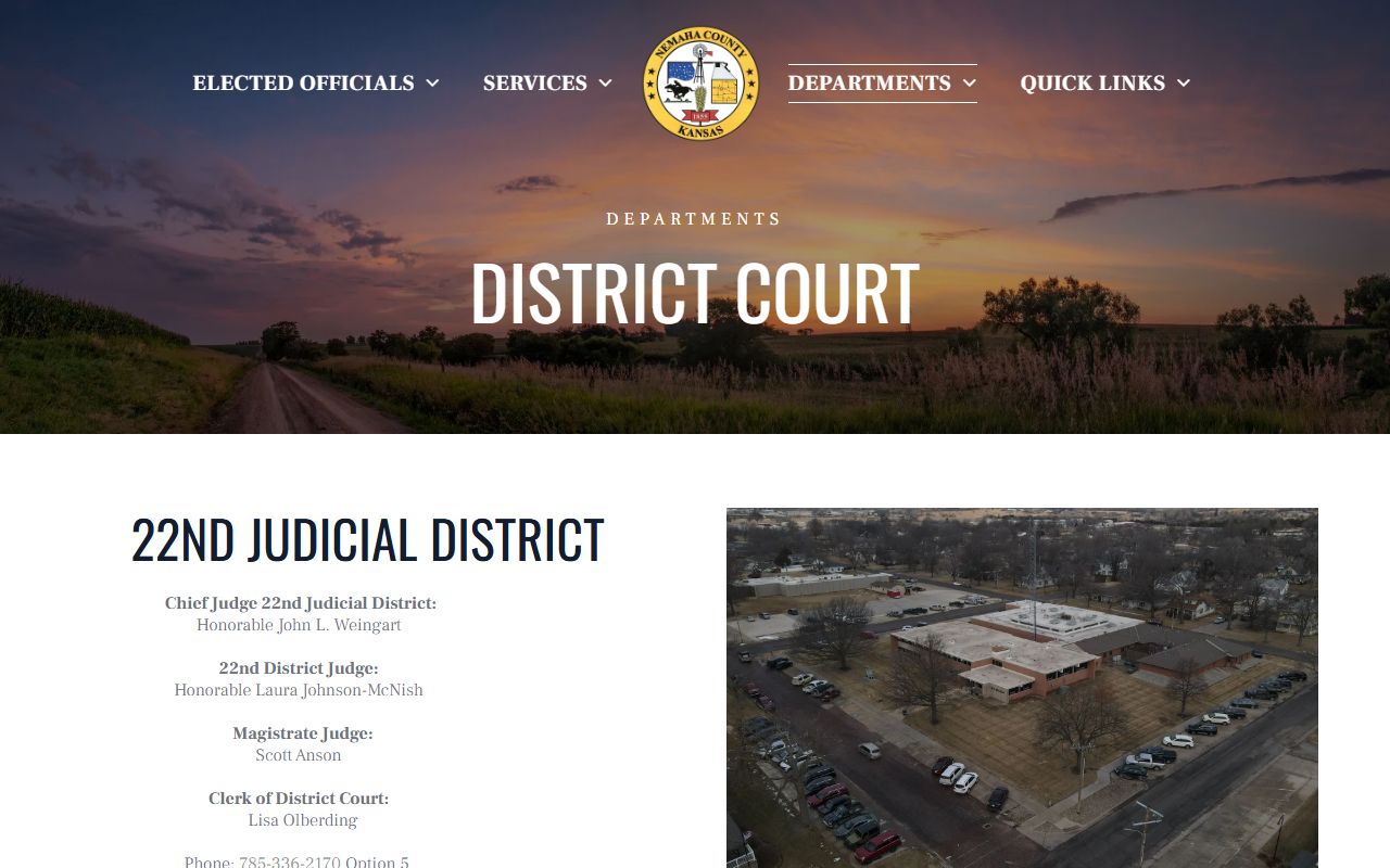 Nemaha County court records after arrest district court contact page